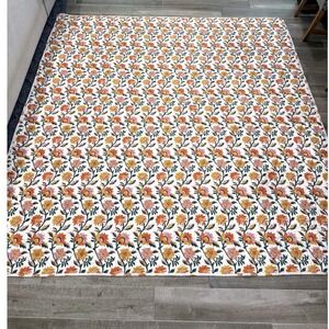 Rachel Zoe Floral Quilt Full Queen White Orange Pink Excellent Boho Block Print